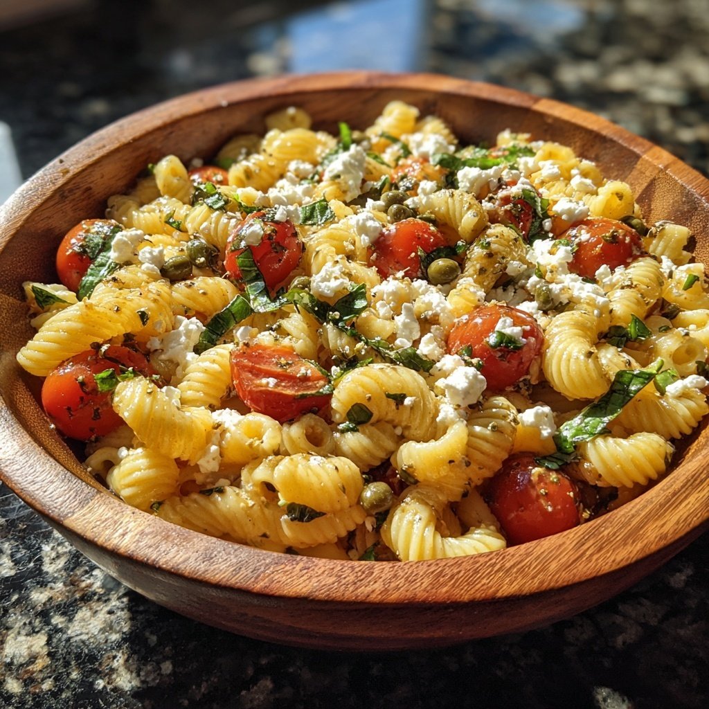 Mediterraner Nudelsalat Mit Kapern