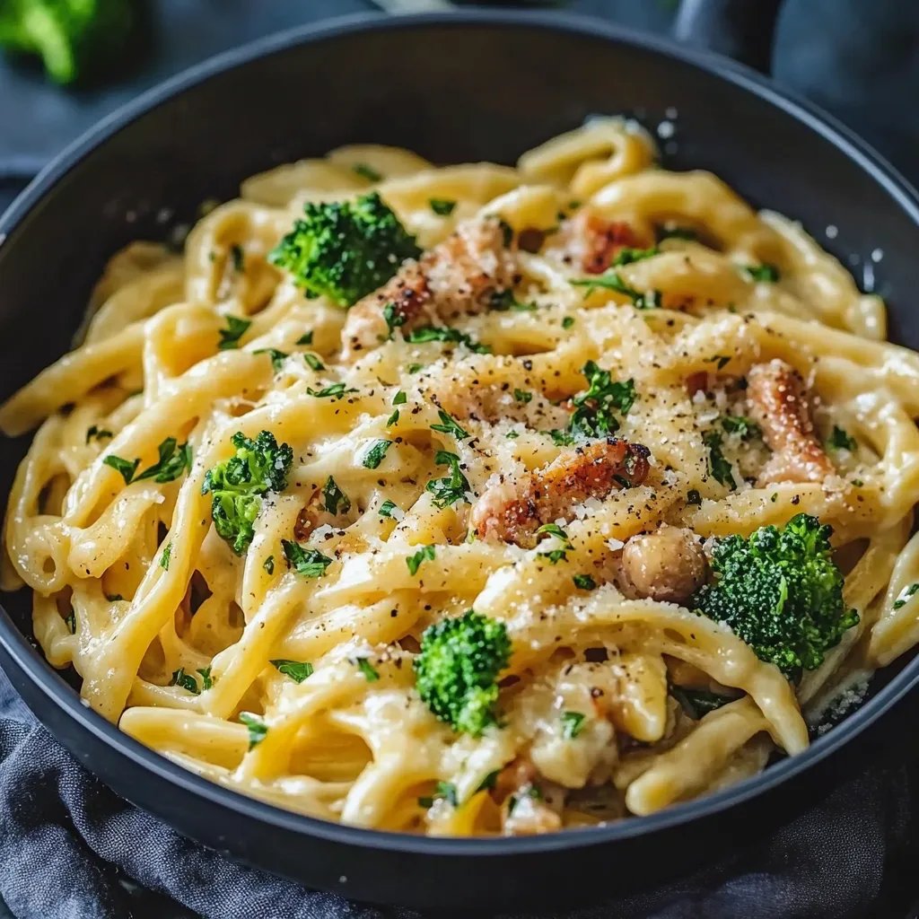 Cremige Hähnchen Brokkoli Pasta