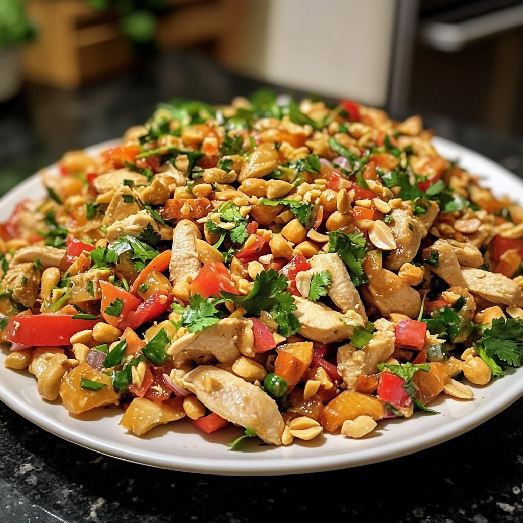 Thai Erdnuss Hähnchen Salat